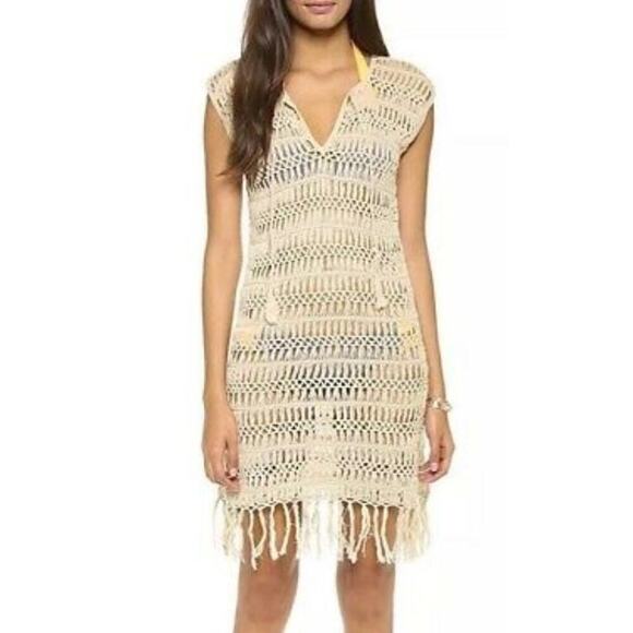 New Melissa Odabash Barrie Beige Crochet Swim Coverup - Medium - Picture 1 of 8